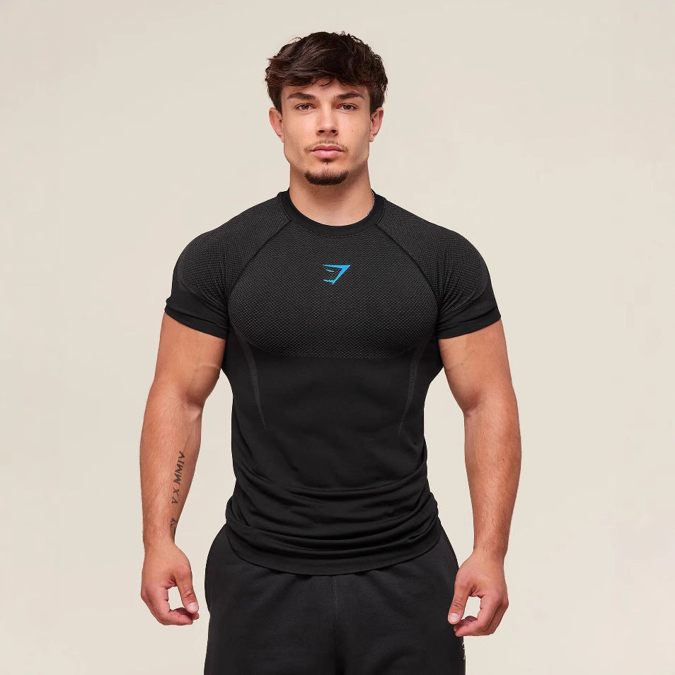 Fitness tops men's casual running quick-drying breathable tights short-sleeved T-shirt