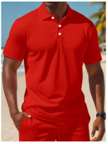 Loose new versatile fashion trend short-sleeved POLO shirt shorts suit casual two-piece suit