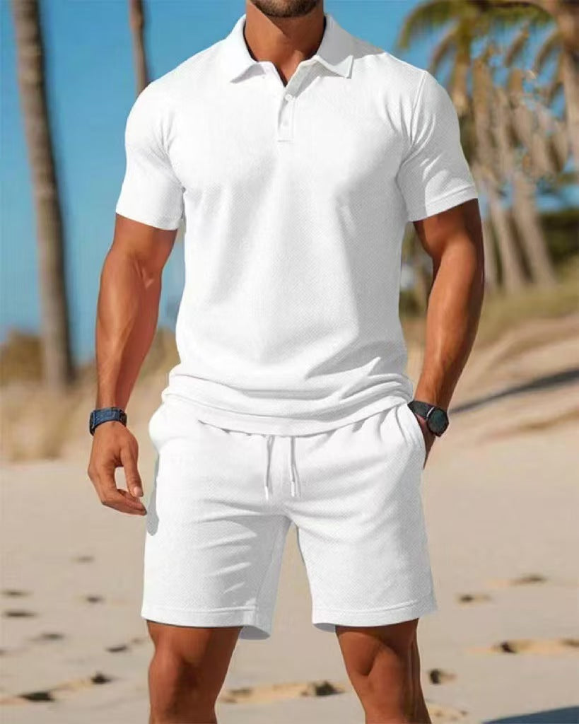 Loose new versatile fashion trend short-sleeved POLO shirt shorts suit casual two-piece suit
