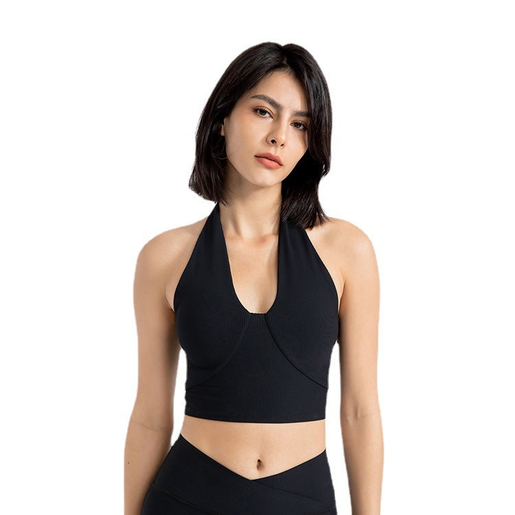 Sports bra shockproof running sports fitness halter neck beautiful back bra tight yoga wear vest top