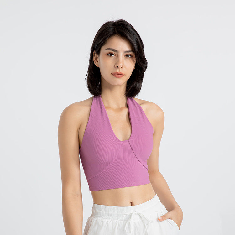 Sports bra shockproof running sports fitness halter neck beautiful back bra tight yoga wear vest top