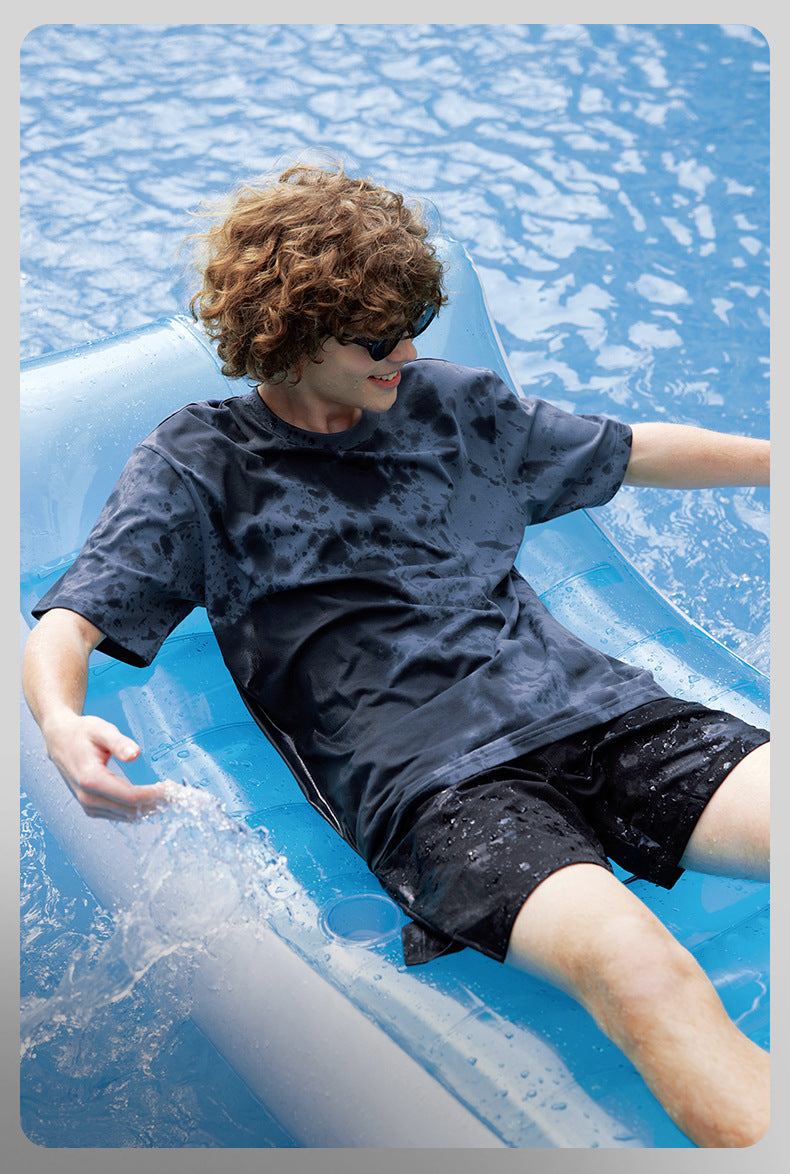 Solid color short-sleeved outdoor sun protection quick-drying antibacterial cool T-shirt