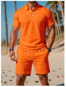 Loose new versatile fashion trend short-sleeved POLO shirt shorts suit casual two-piece suit