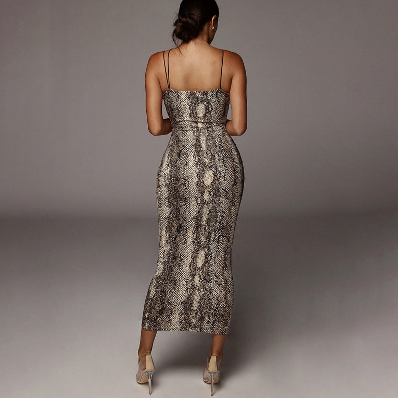 Sleeveless V-neck fashionable sexy midi skirt