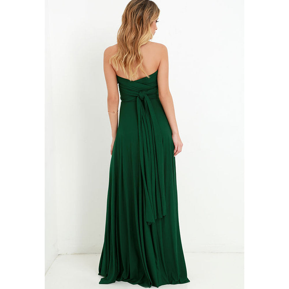 Multi-wear multi-string cross backless sexy bandage long dress