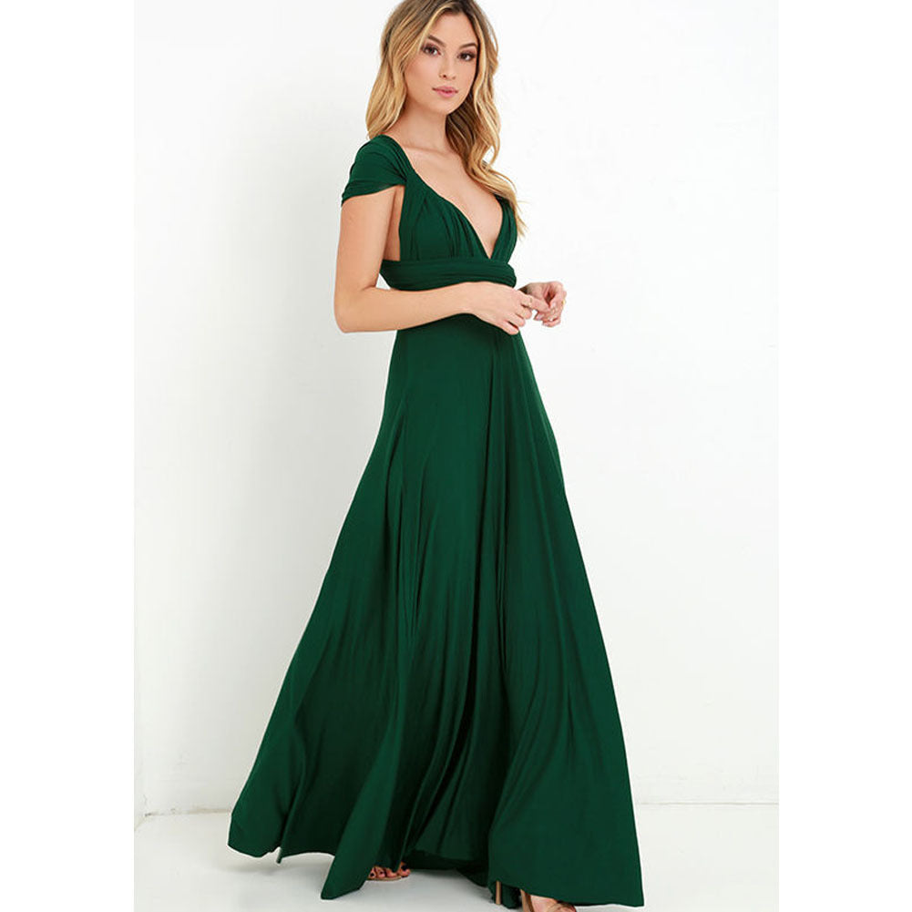 Multi-wear multi-string cross backless sexy bandage long dress