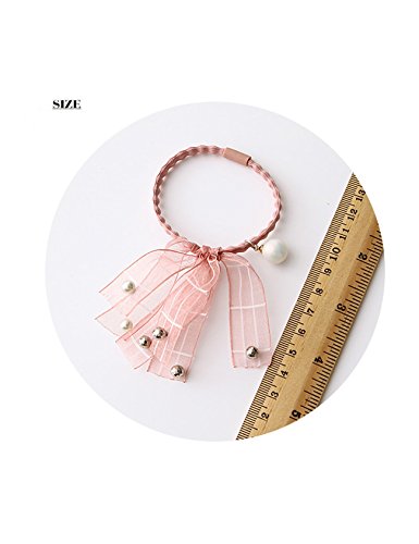 Legou Women's Ribbon Pearl Hair Ties Elastic