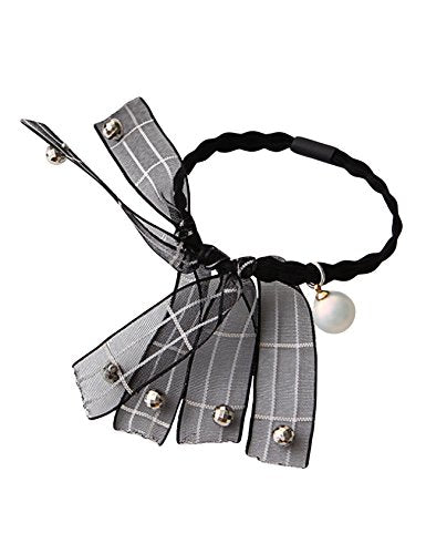 Legou Women's Ribbon Pearl Hair Ties Elastic