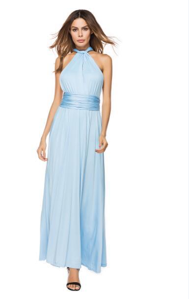 Multi-wear multi-string cross backless sexy bandage long dress