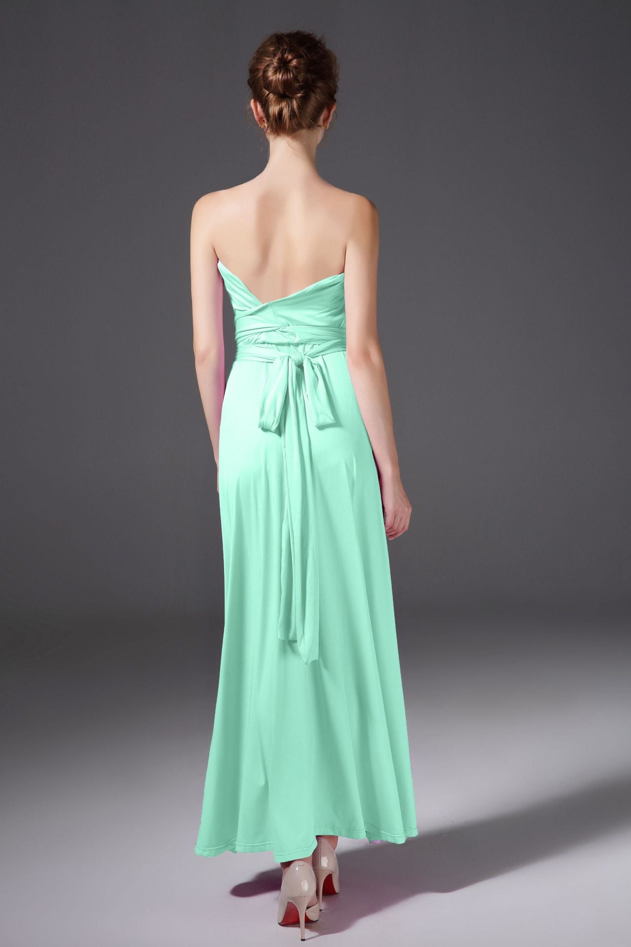 Multi-wear multi-string cross backless sexy bandage long dress