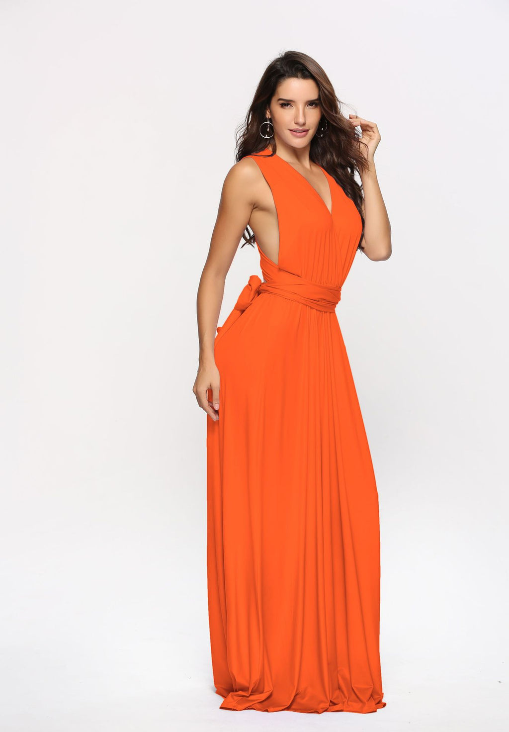 Multi-wear multi-string cross backless sexy bandage long dress