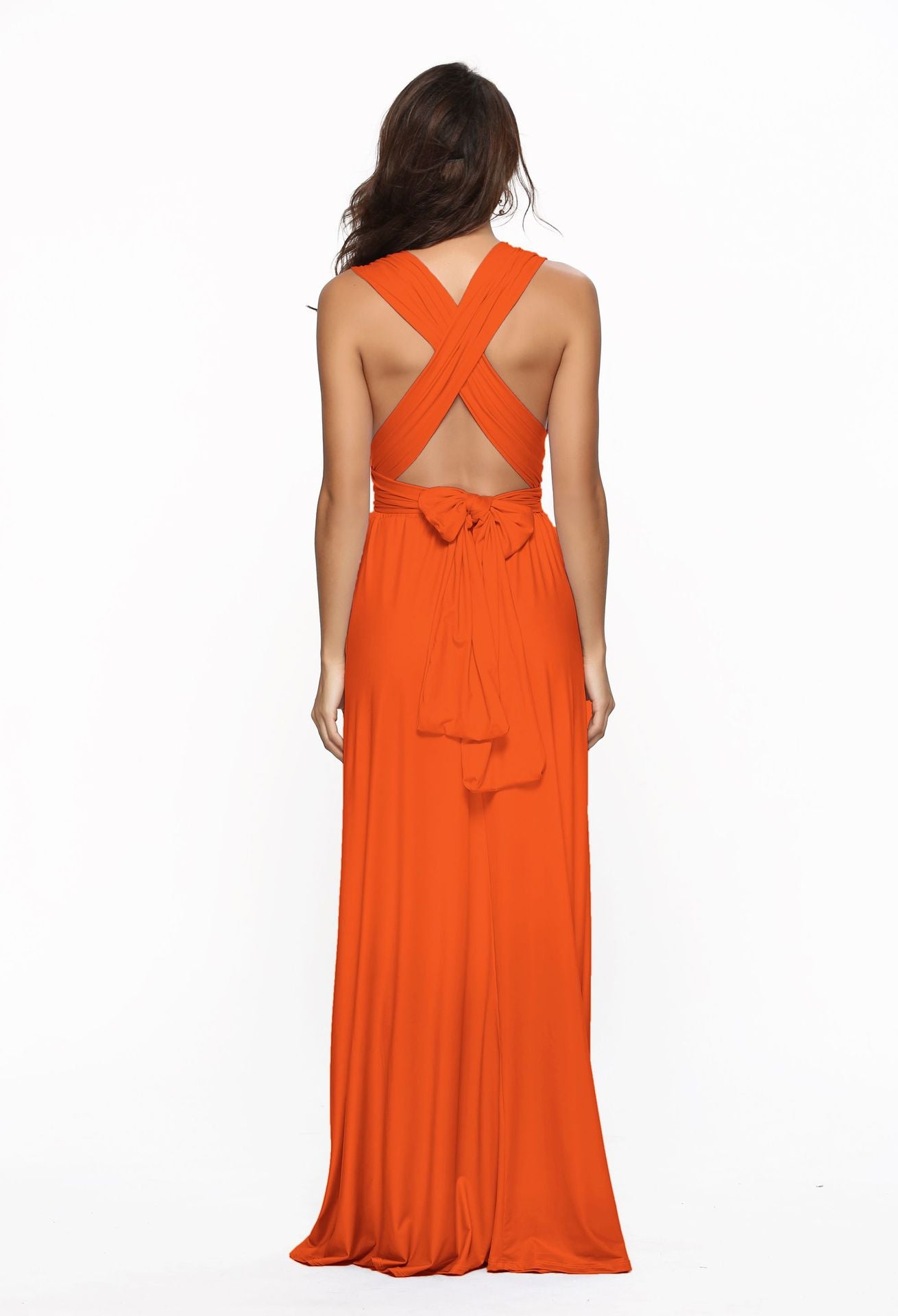 Multi-wear multi-string cross backless sexy bandage long dress