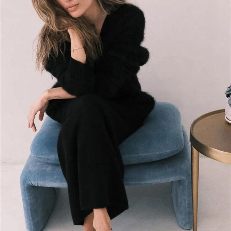 Spring autumn imitation mink cardigan women lazy style loose sweater coat soft long sleeve