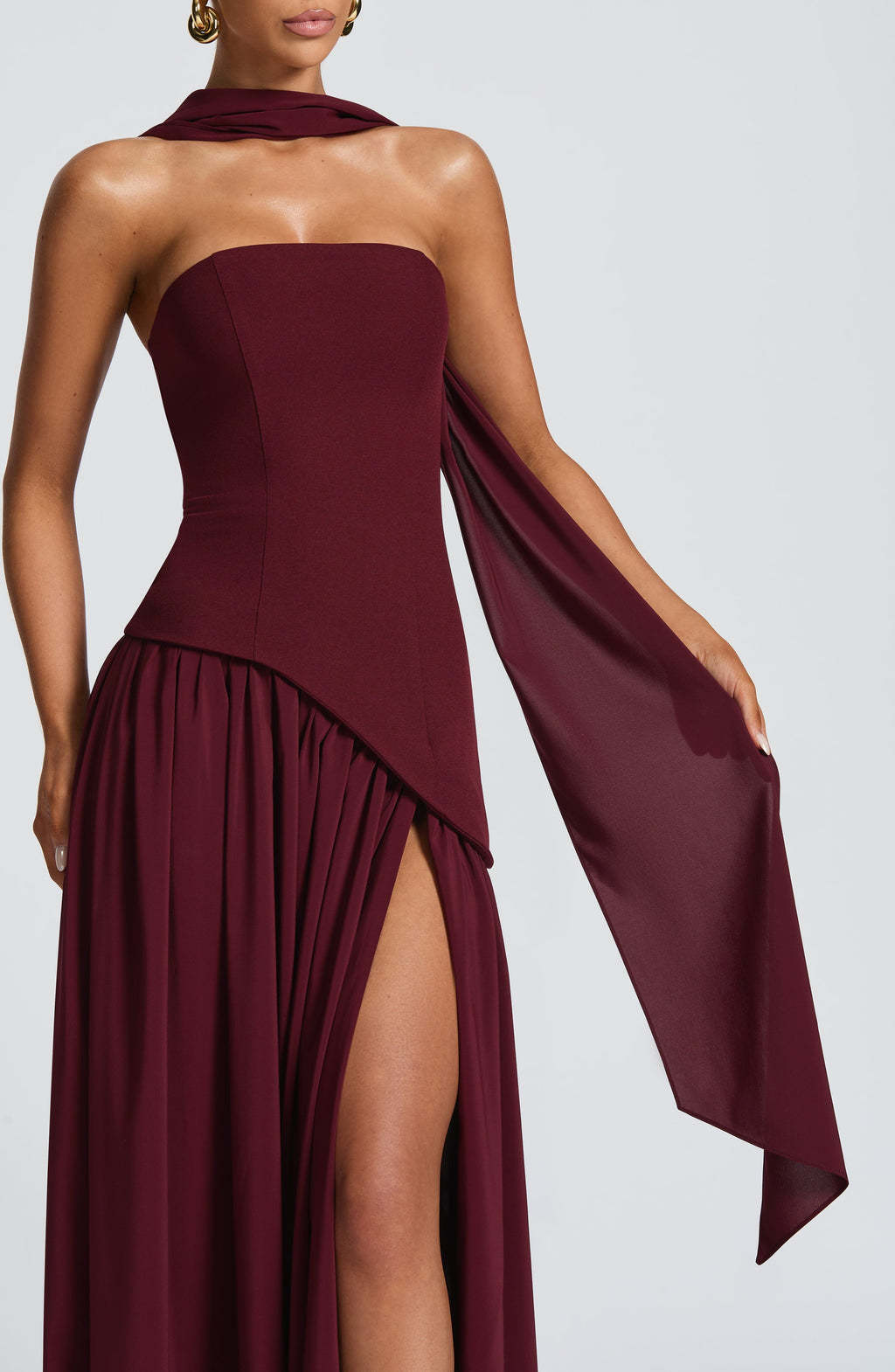 Tube Top Solid Color Slit Dress Fashion Sexy Backless High Slit Long Dress