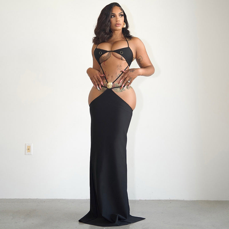 Sexy backless cross-strap dress