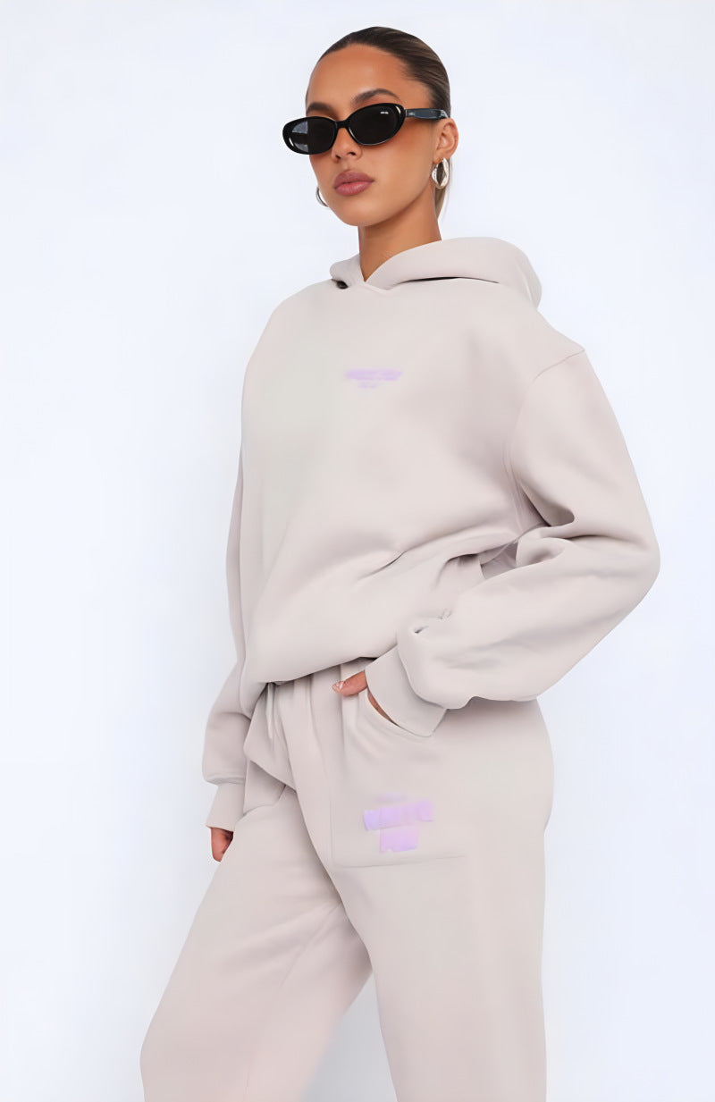 Long-sleeved hooded sweatshirt two-piece set