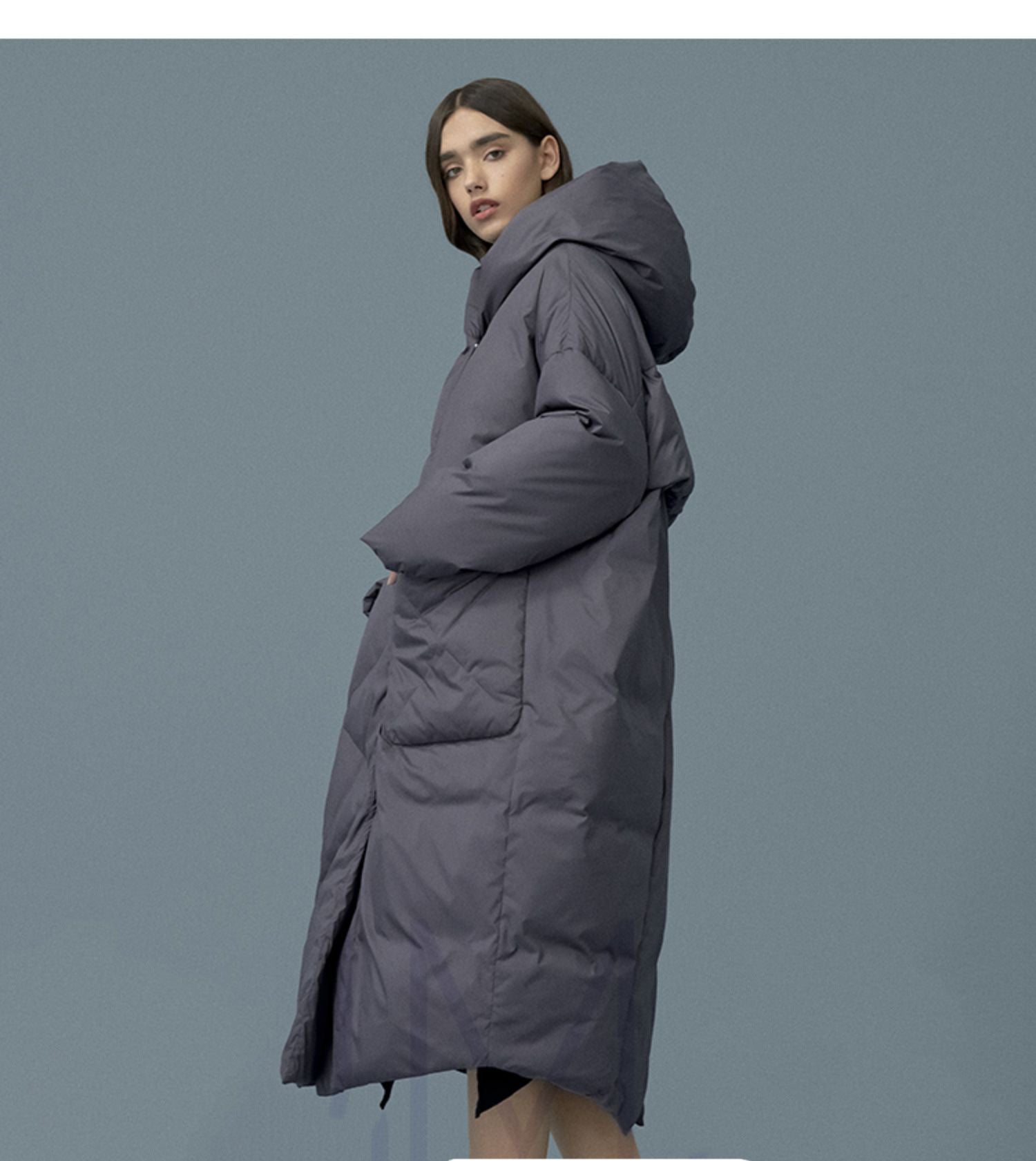 Windproof and waterproof white duck down below the knee warm down jacket