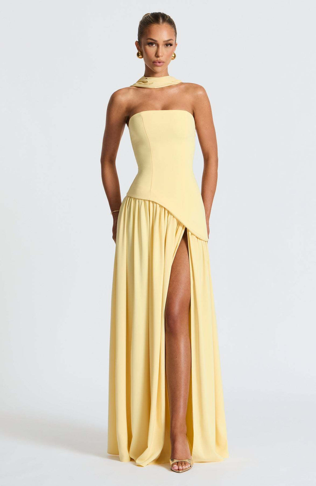 Tube Top Solid Color Slit Dress Fashion Sexy Backless High Slit Long Dress