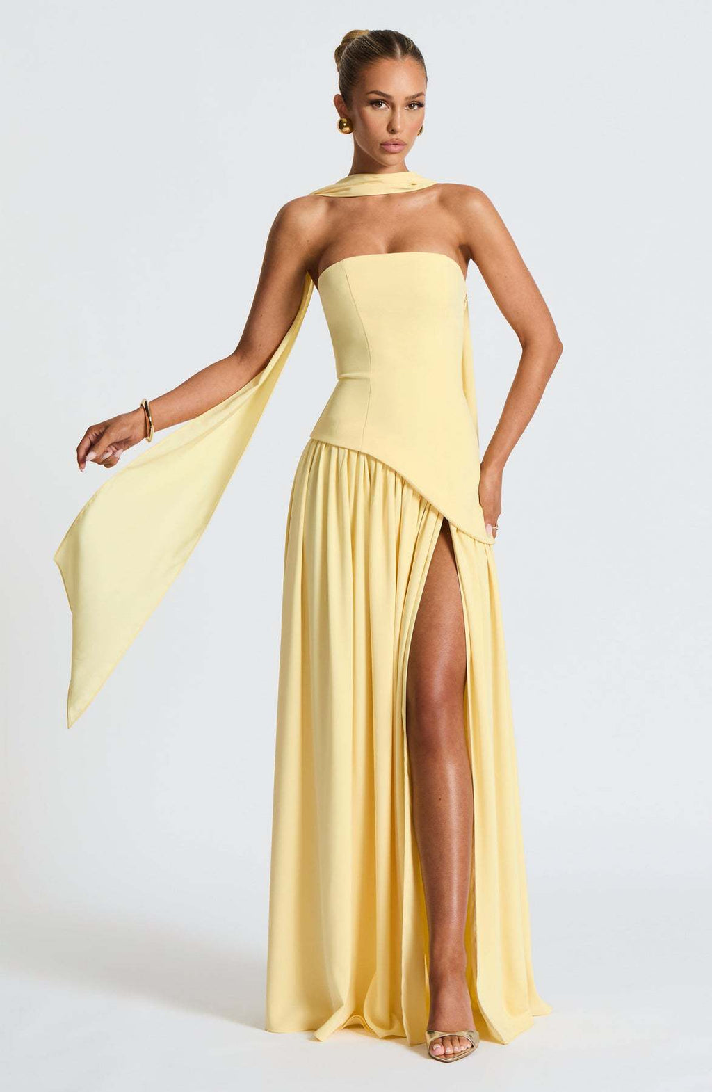 Tube Top Solid Color Slit Dress Fashion Sexy Backless High Slit Long Dress