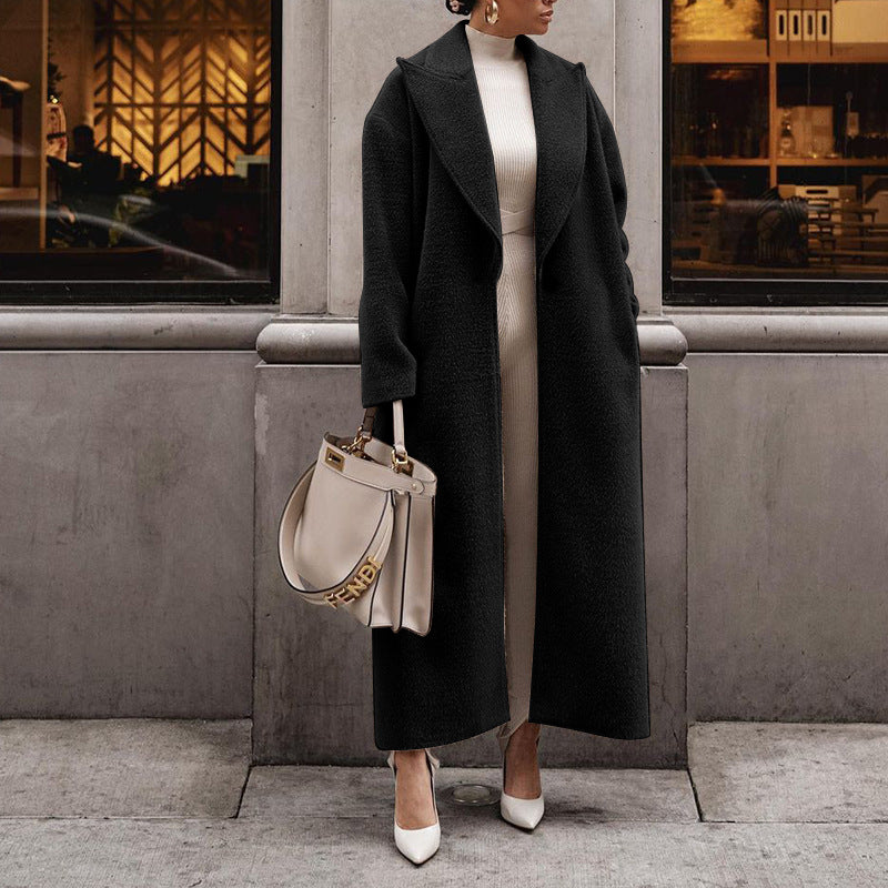 Warm coat long sleeve lapel women's plush top