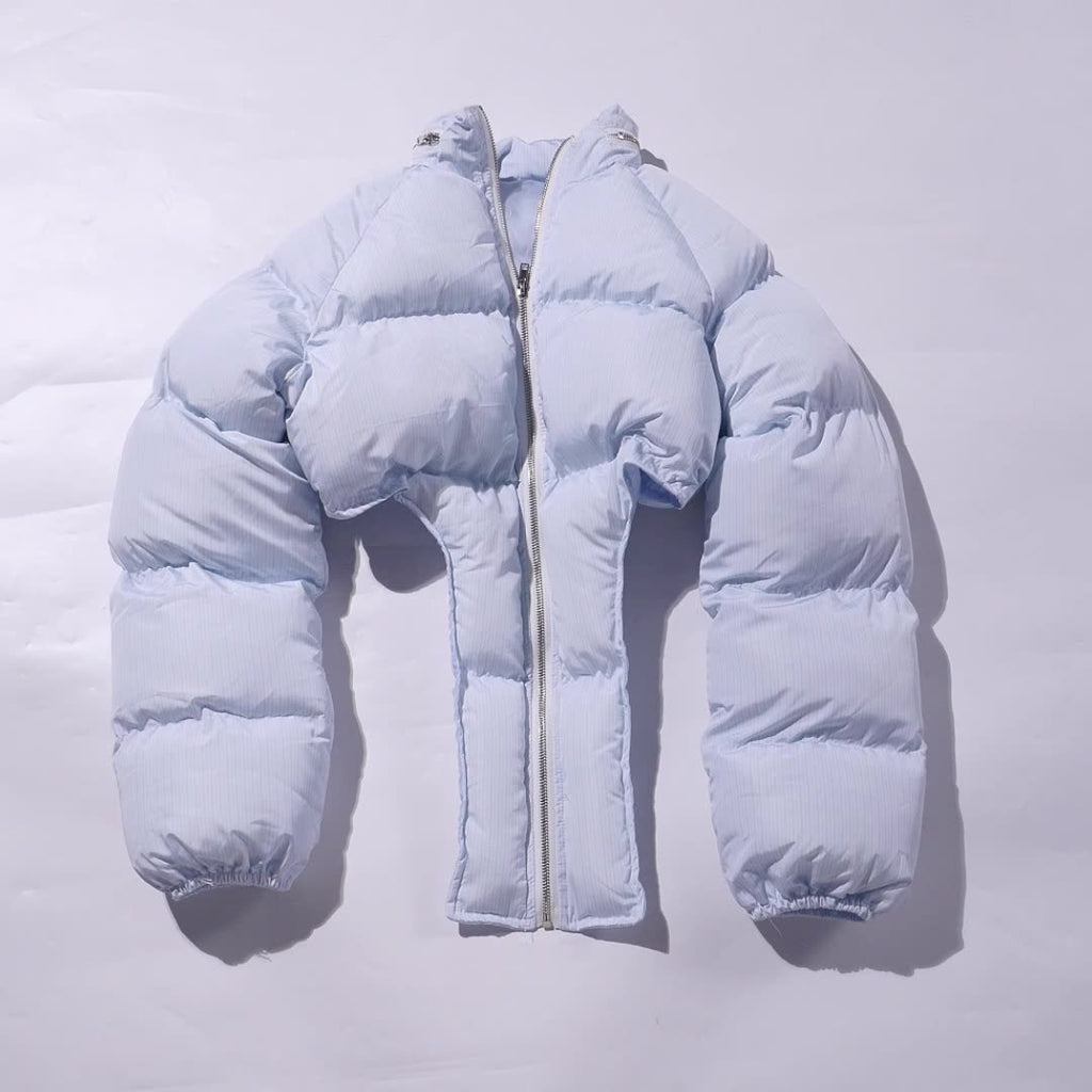 New winter solid color lapel V-shaped hem fashionable cotton coat