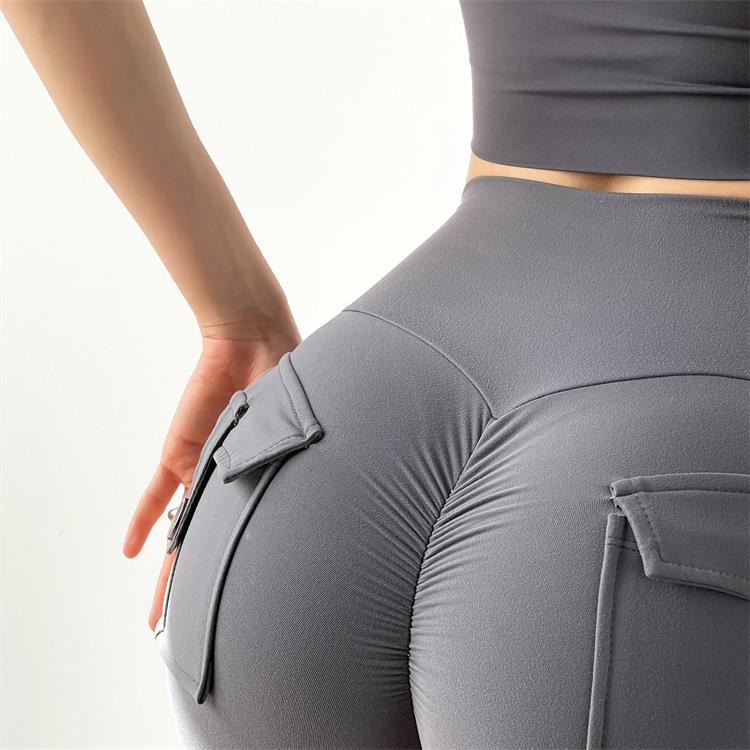 Nude three-quarter pants sexy yoga pants high waist peach hip sports shorts fitness pants
