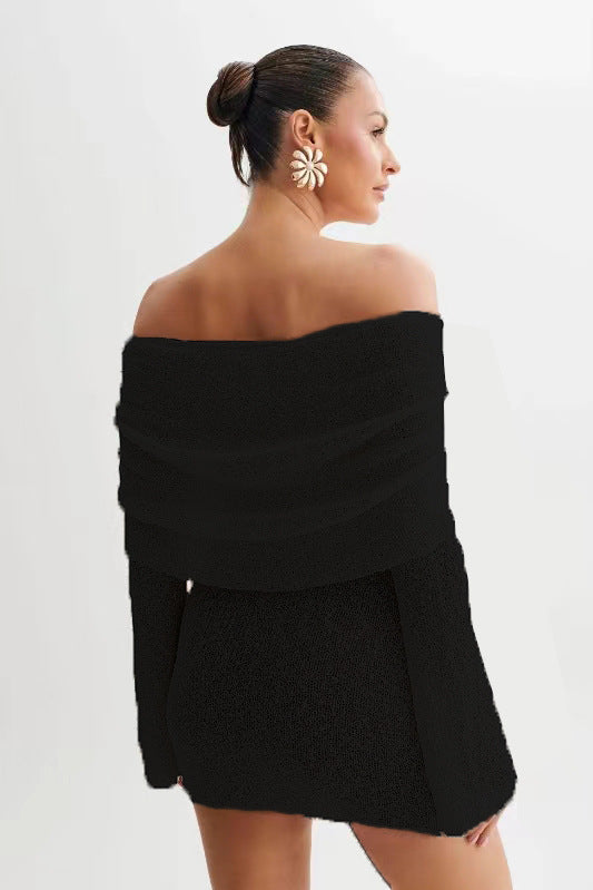 Sexy hollow long sleeve one shoulder dress
