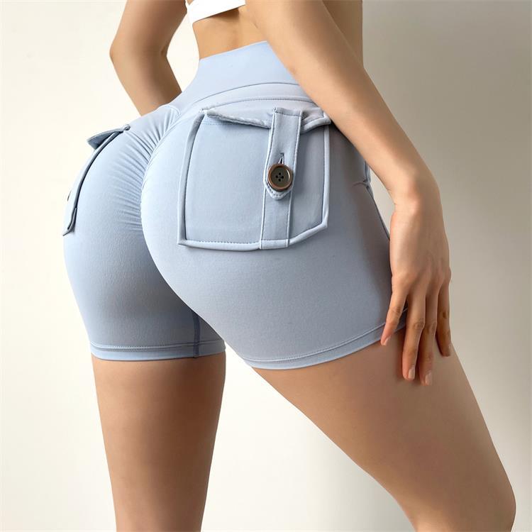Nude three-quarter pants sexy yoga pants high waist peach hip sports shorts fitness pants