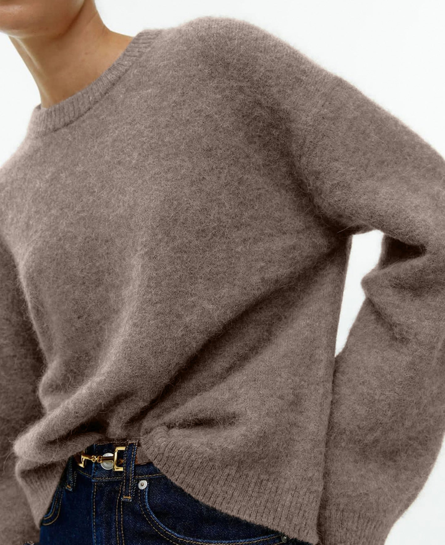 Loose Thick Cashmere Crewneck Sweater