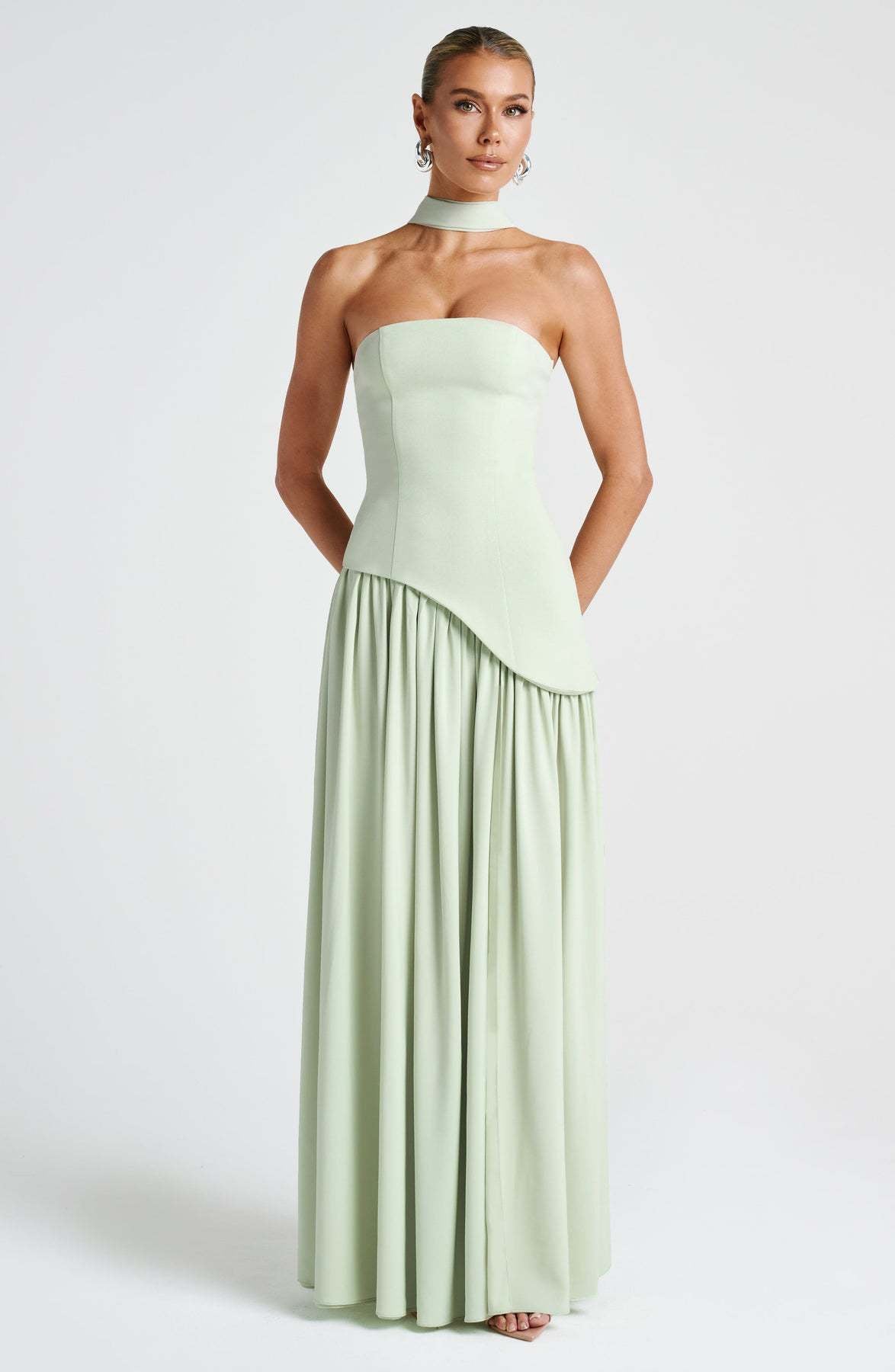 Tube Top Solid Color Slit Dress Fashion Sexy Backless High Slit Long Dress
