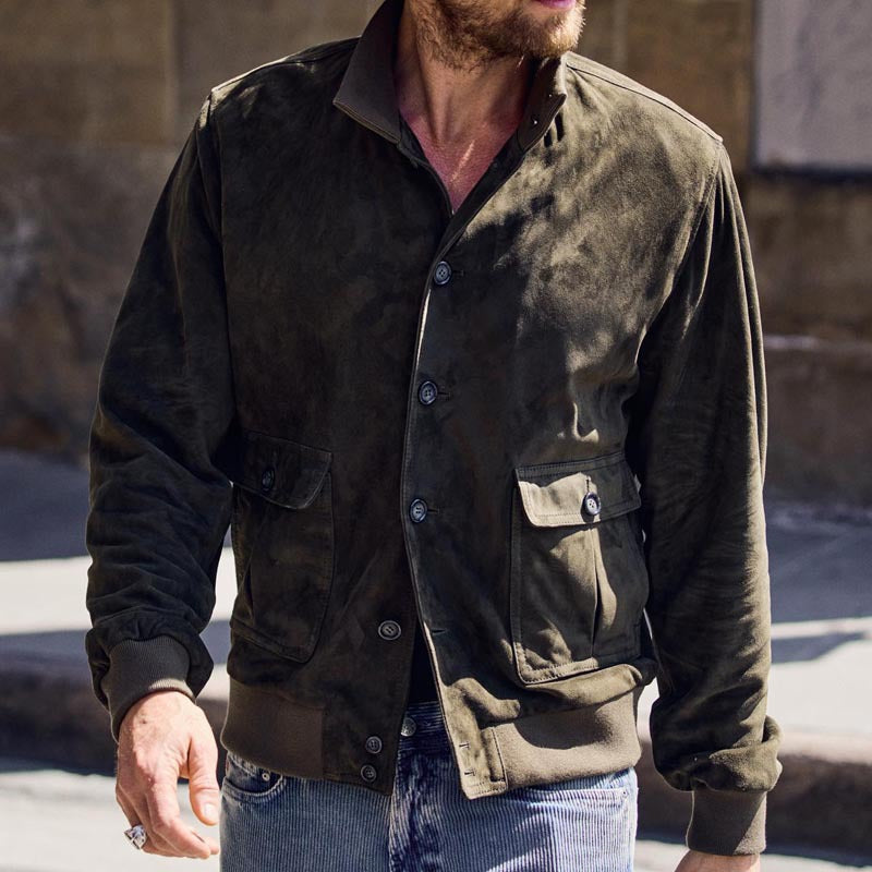 Men's Slim Jacket Solid Color Fashion Lapel Coat