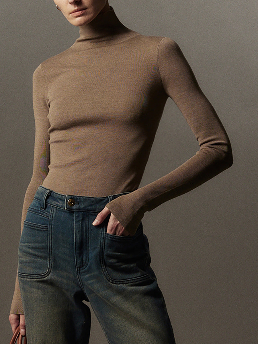 Back Cross German 160s Golden Wool TEC Washable Knitted Bottoming Shirt