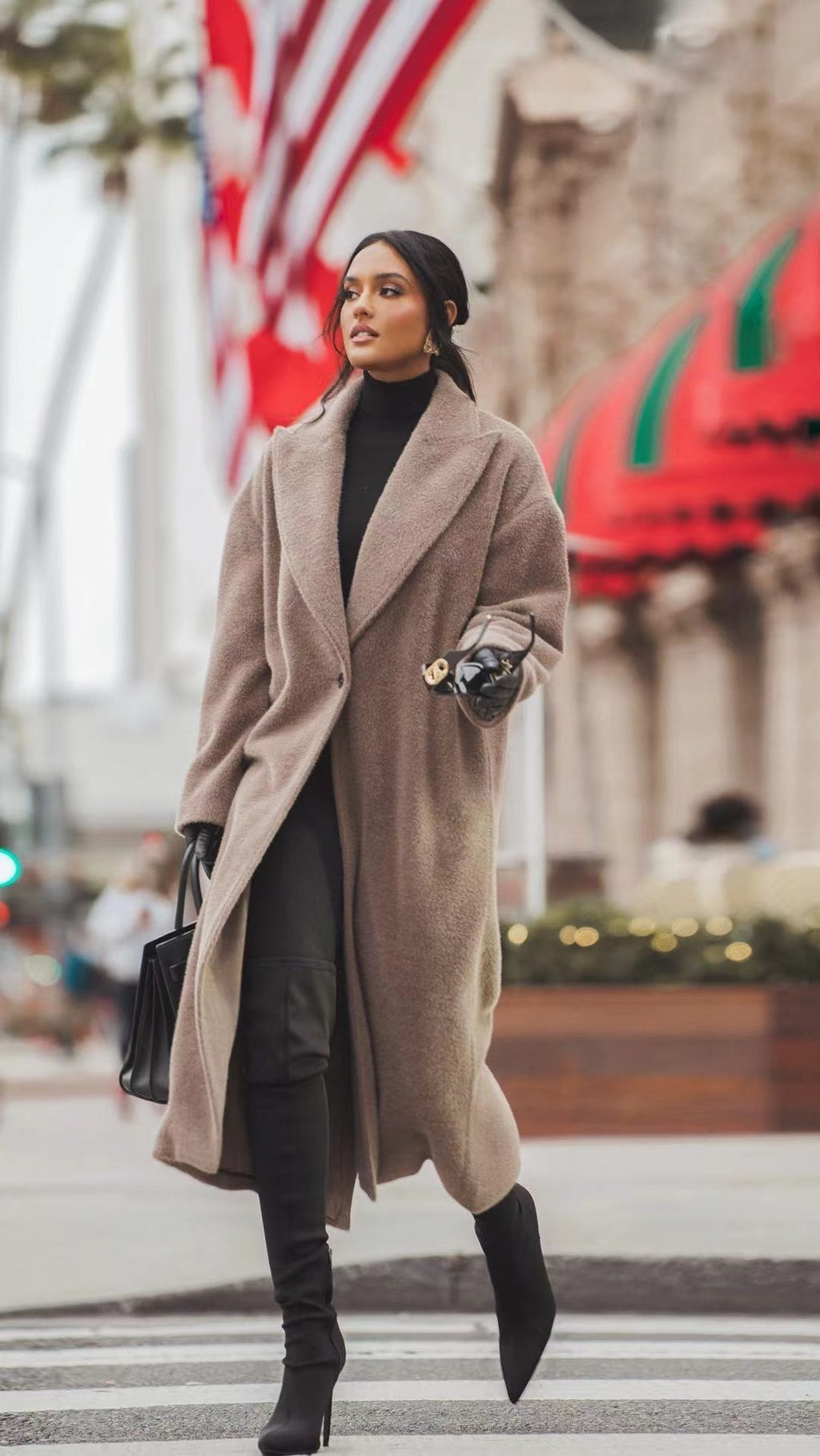 Warm coat long sleeve lapel women's plush top