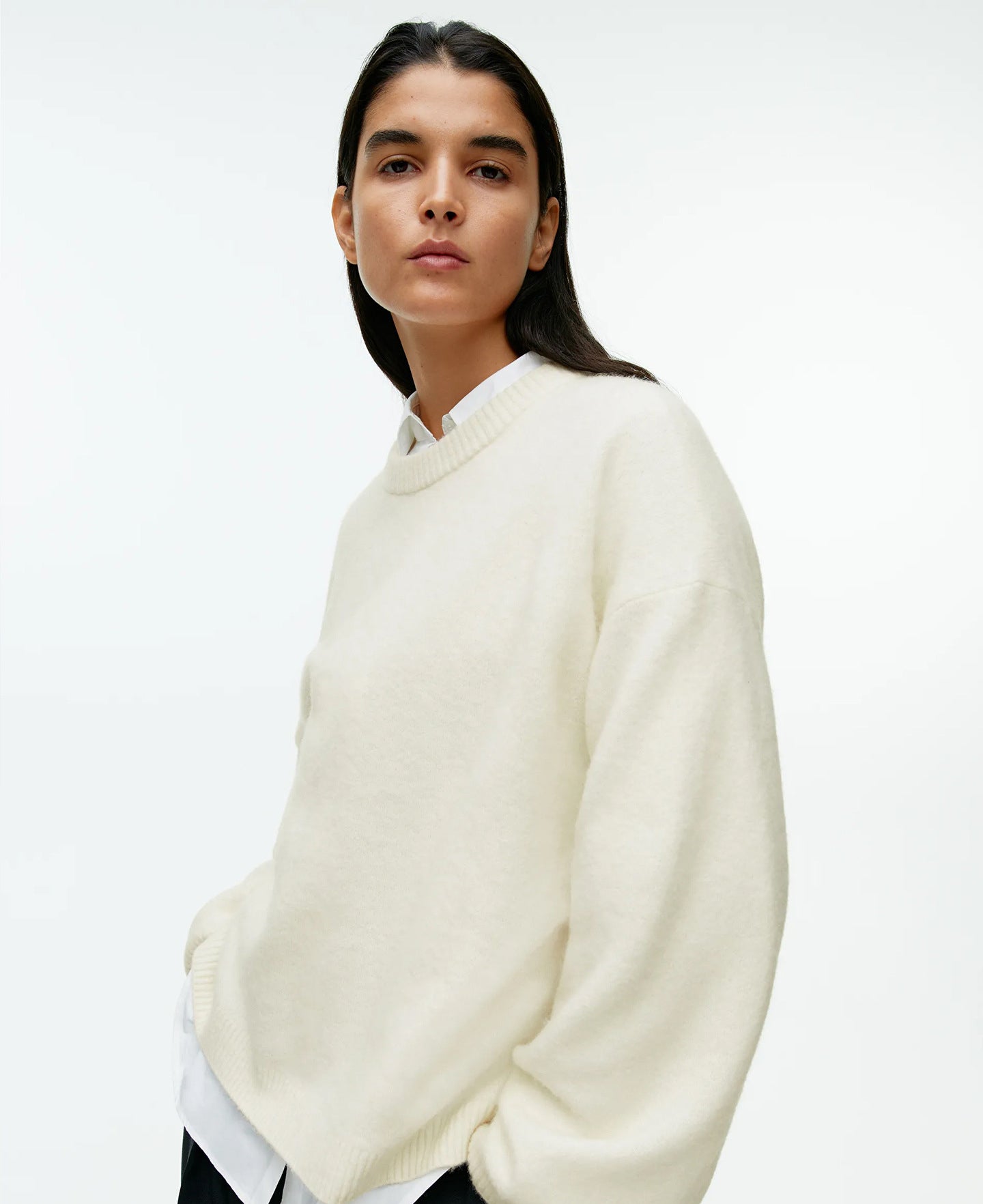Loose Thick Cashmere Crewneck Sweater