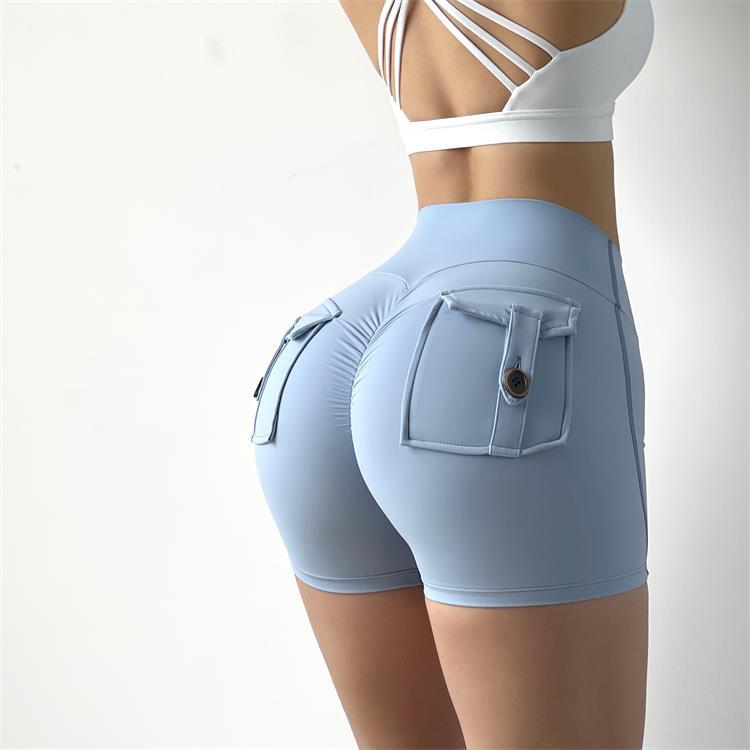 Nude three-quarter pants sexy yoga pants high waist peach hip sports shorts fitness pants