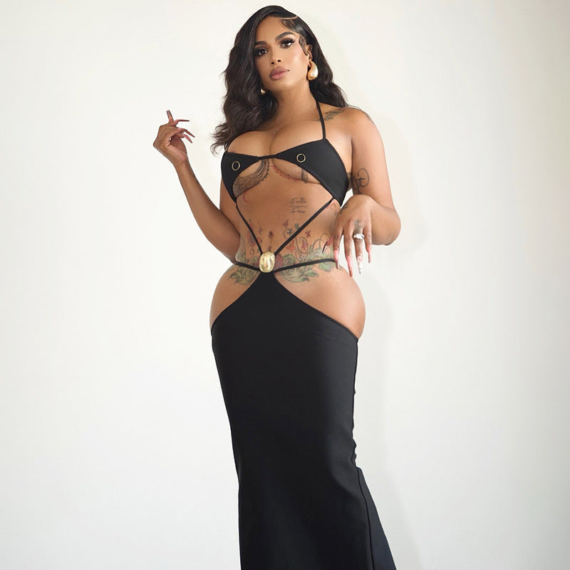 Sexy backless cross-strap dress