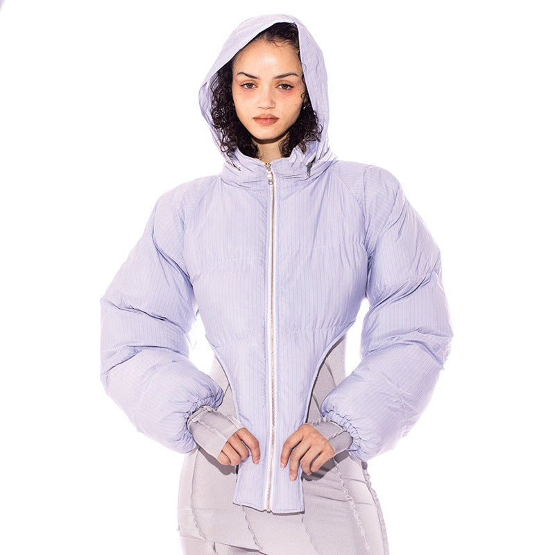 New winter solid color lapel V-shaped hem fashionable cotton coat
