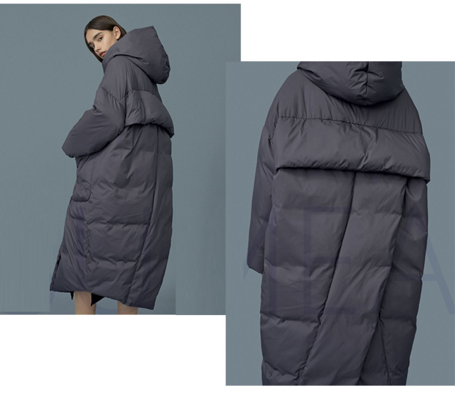 Windproof and waterproof white duck down below the knee warm down jacket