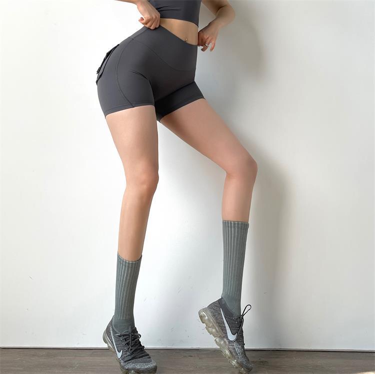 Nude three-quarter pants sexy yoga pants high waist peach hip sports shorts fitness pants