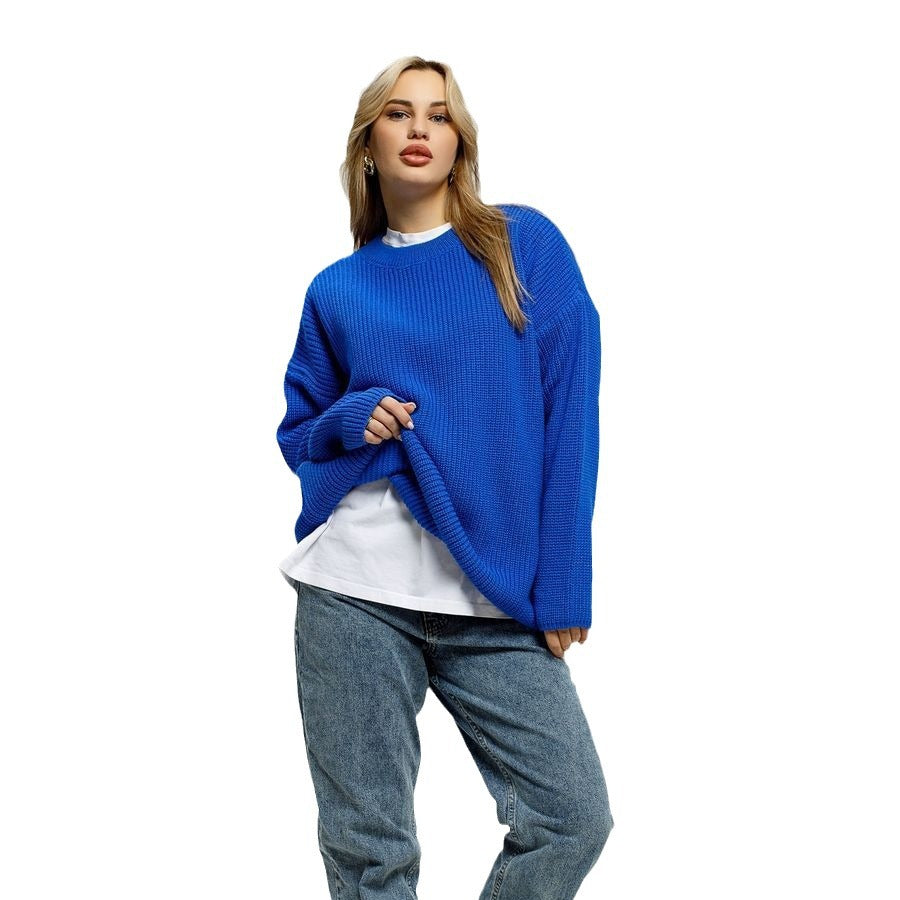Round neck loose long sleeve sweater