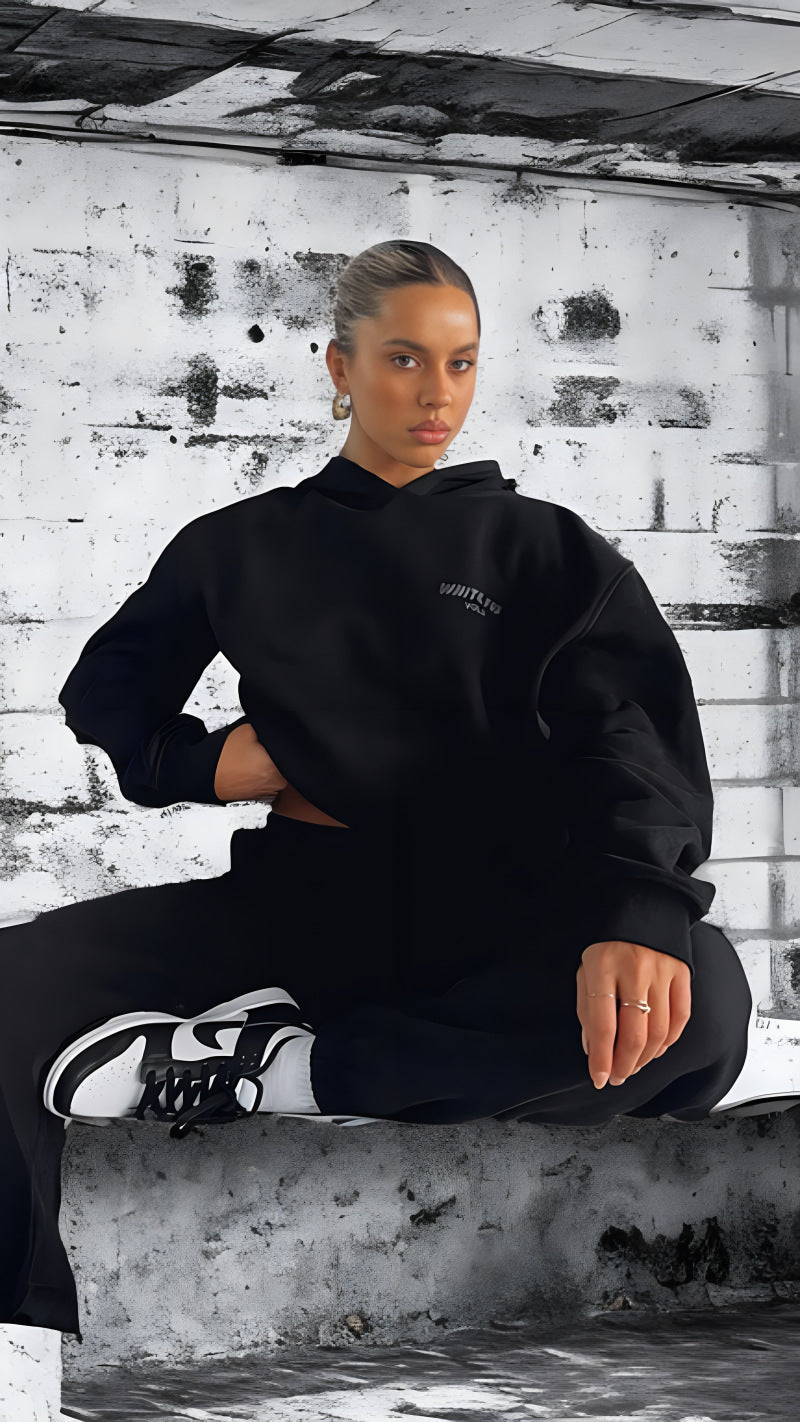 Long-sleeved hooded sweatshirt two-piece set
