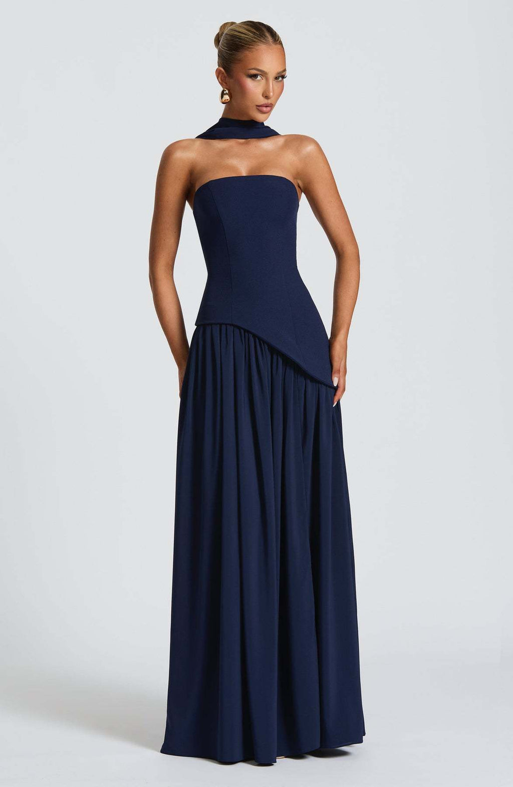 Tube Top Solid Color Slit Dress Fashion Sexy Backless High Slit Long Dress