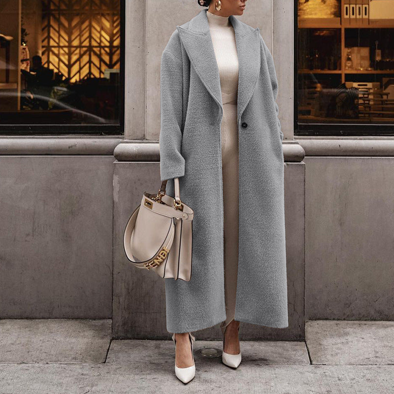 Warm coat long sleeve lapel women's plush top