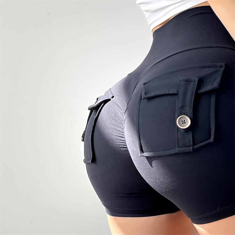 Nude three-quarter pants sexy yoga pants high waist peach hip sports shorts fitness pants