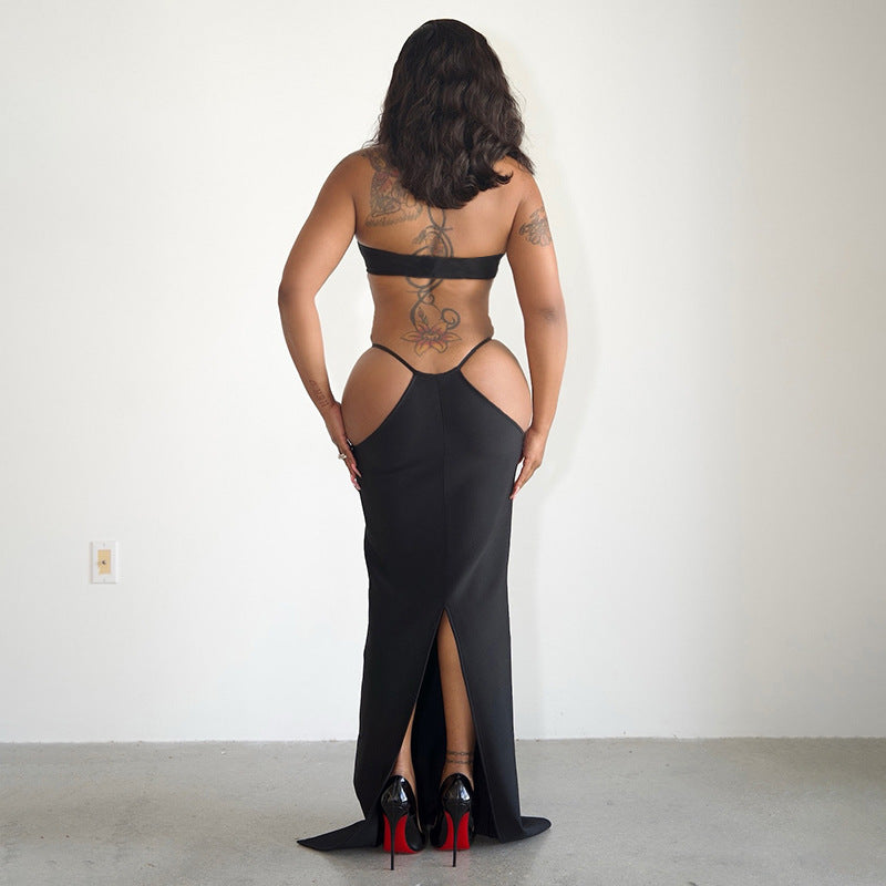 Sexy backless cross-strap dress