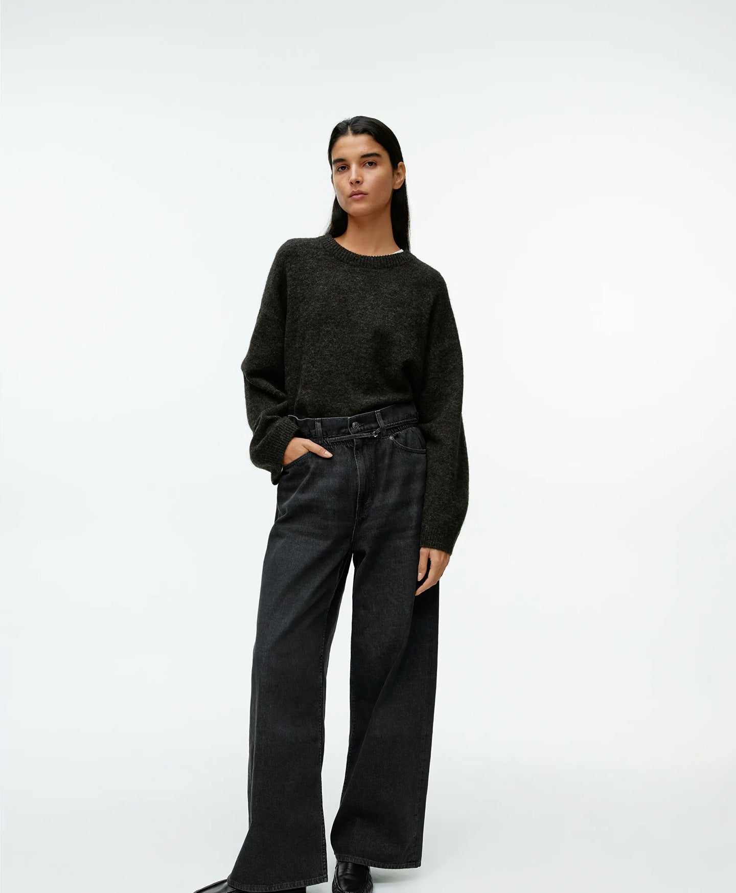 Loose Thick Cashmere Crewneck Sweater