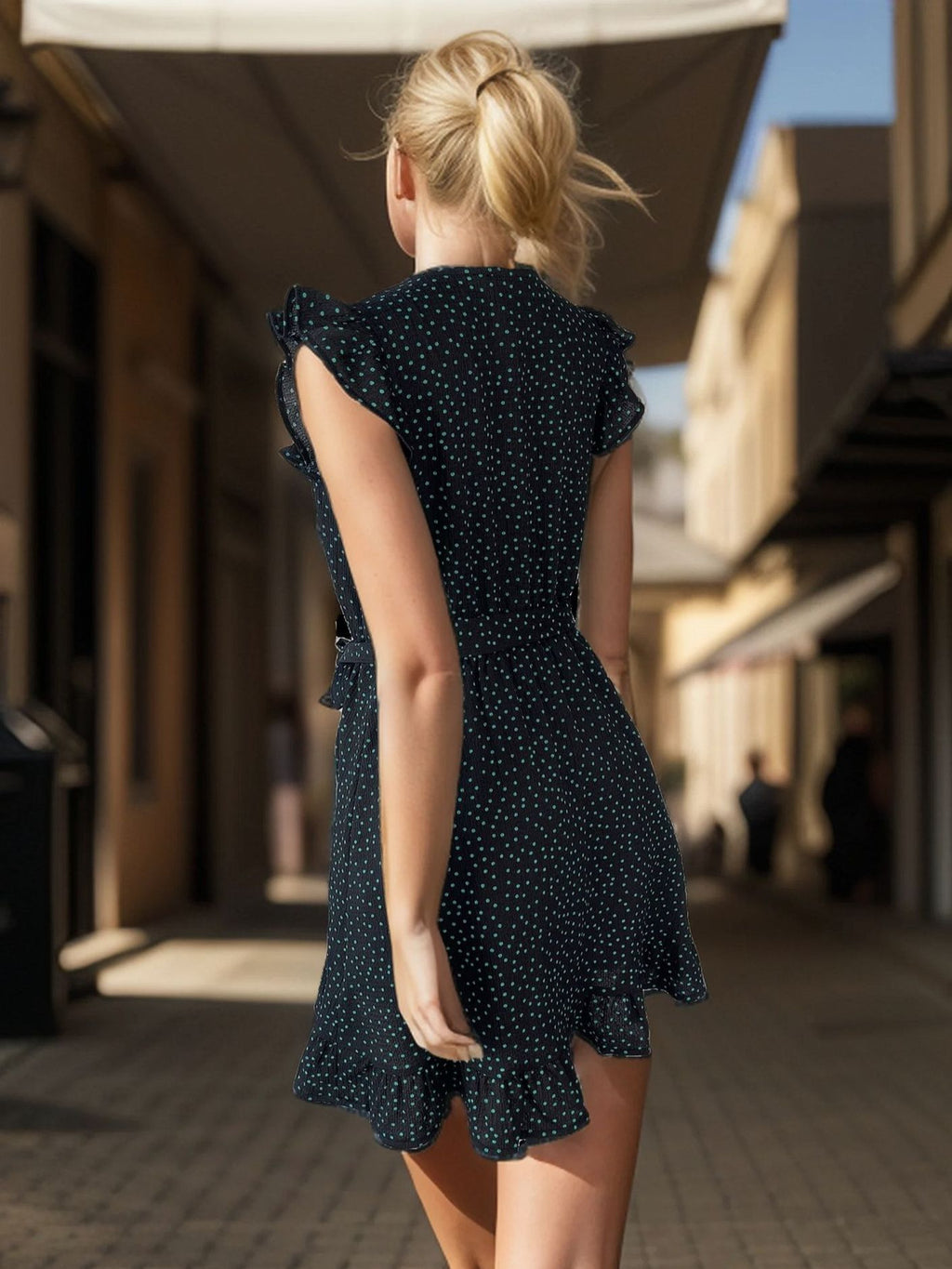 Polka dot ruffled holiday French dress