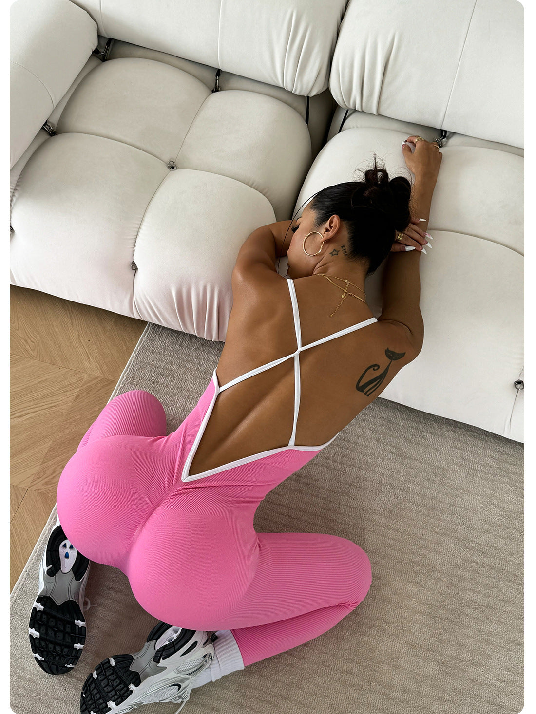 Contrast color sling sports yoga jumpsuit sleeveless quick-drying thread tight fitness jumpsuit
