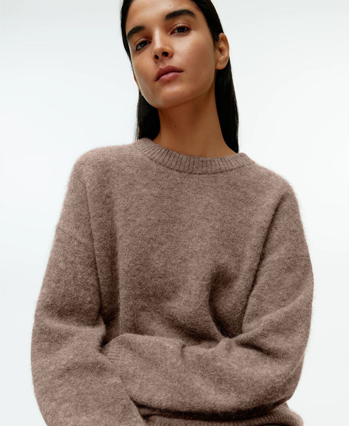 Loose Thick Cashmere Crewneck Sweater