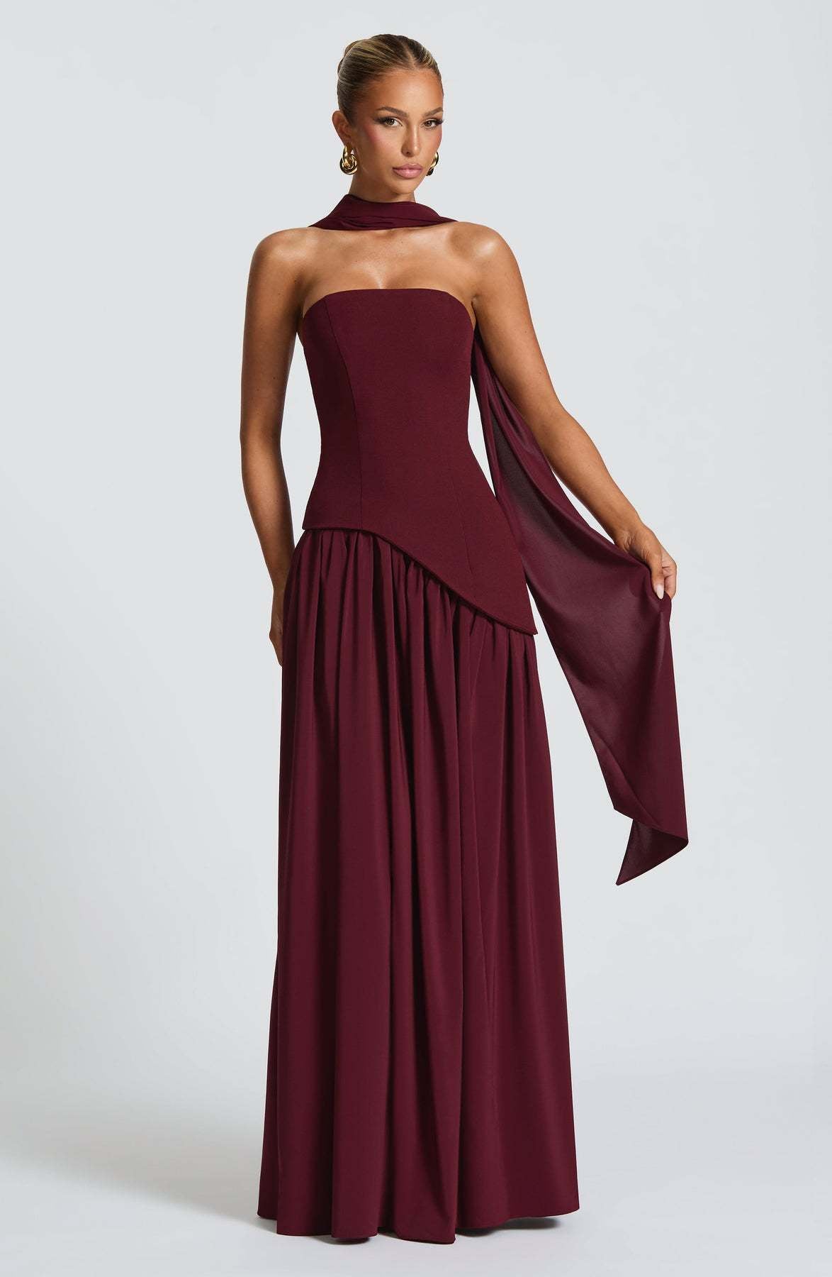 Tube Top Solid Color Slit Dress Fashion Sexy Backless High Slit Long Dress